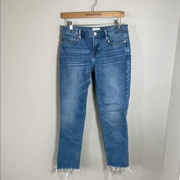 Frame Denim Le Garçon Jean Deepwater Raw Hem Boyfriend Mid Rise Relaxed Fit 26 - Picture 5 of 15